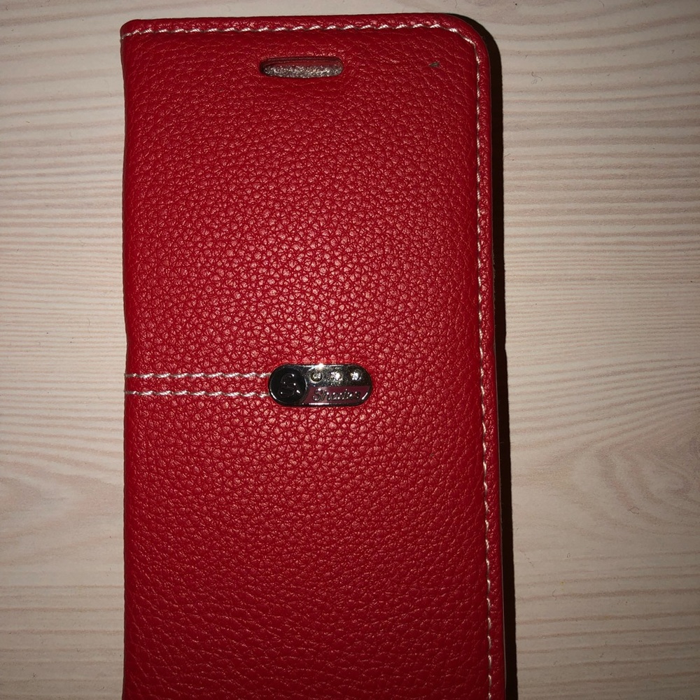Red iPhone 8 wallet phone case, never used!